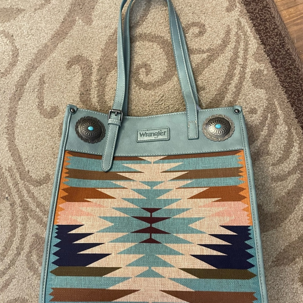 Wrangler Turquoise and Patterned Tote